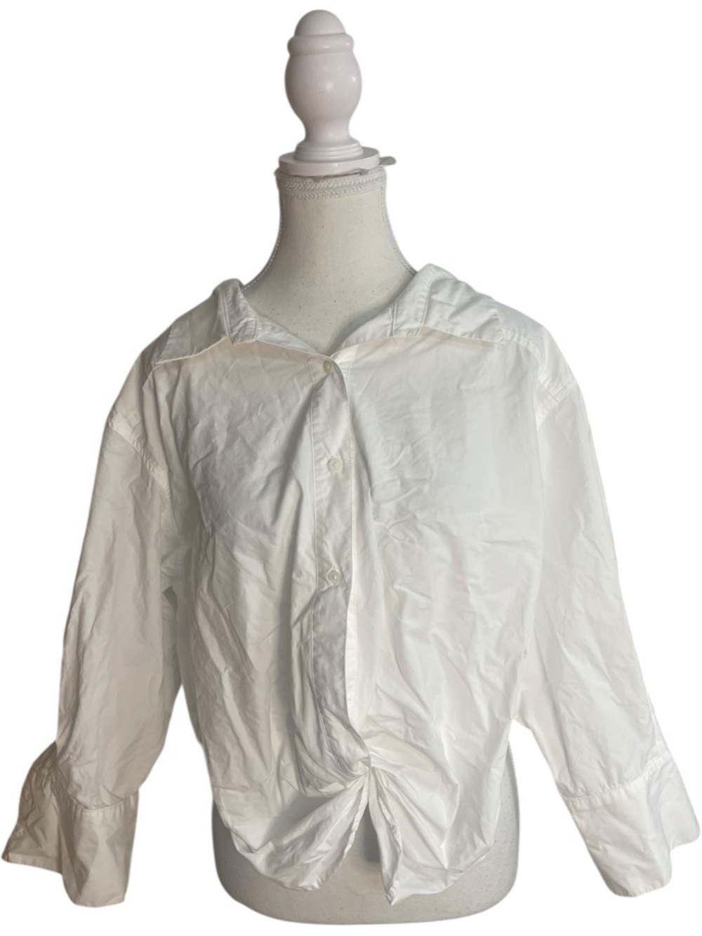 Alix NYC Loretta Knotted Hem Button Down Shirt White